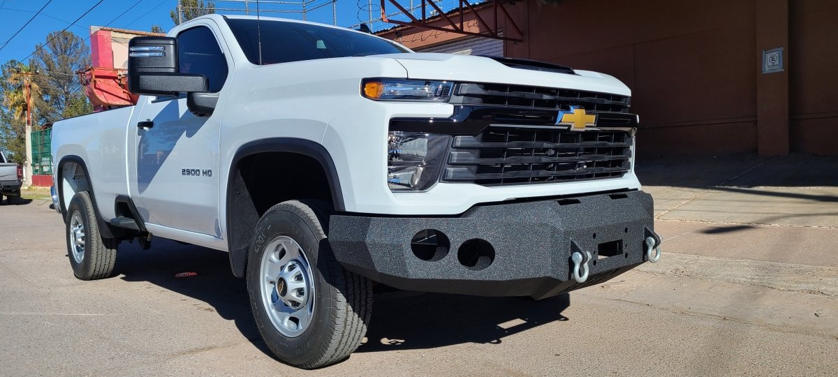 2024-2025 Chevrolet Silverado 2500/3500 Front Winch Bumper (Available for Order) | Parking Sensor Cutouts Available - Iron Bull BumpersFRONT IRON BUMPER