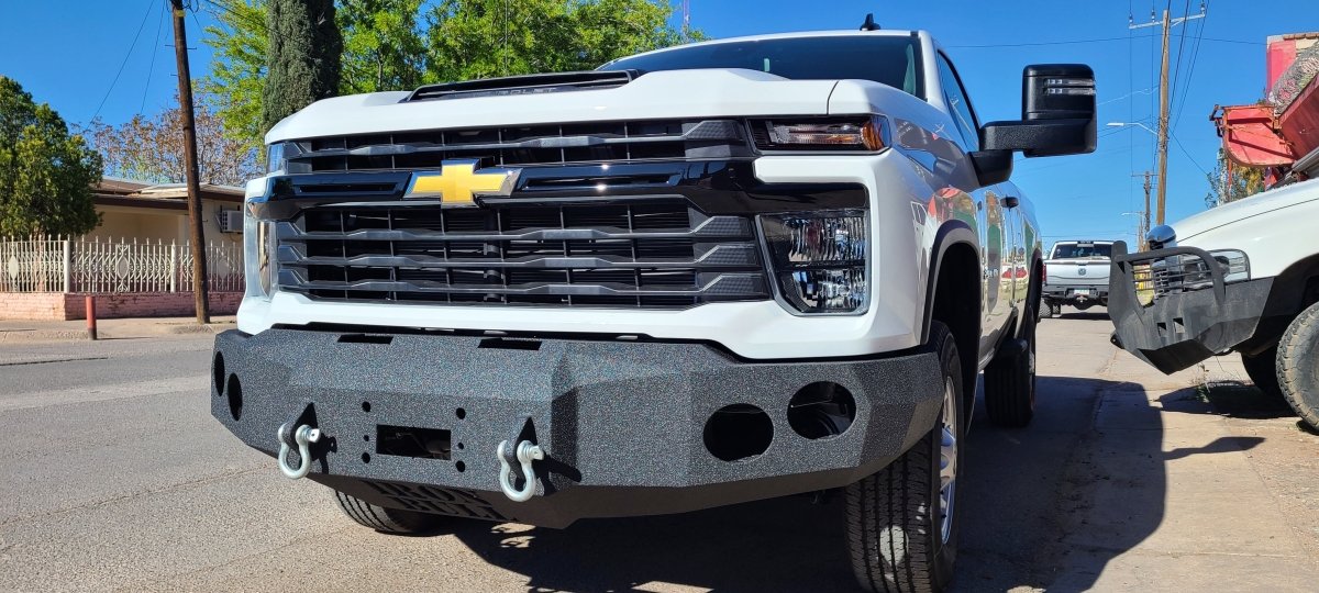 2024-2025 Chevrolet Silverado 2500/3500 Front Winch Bumper (Available for Order) | Parking Sensor Cutouts Available - Iron Bull BumpersFRONT IRON BUMPER