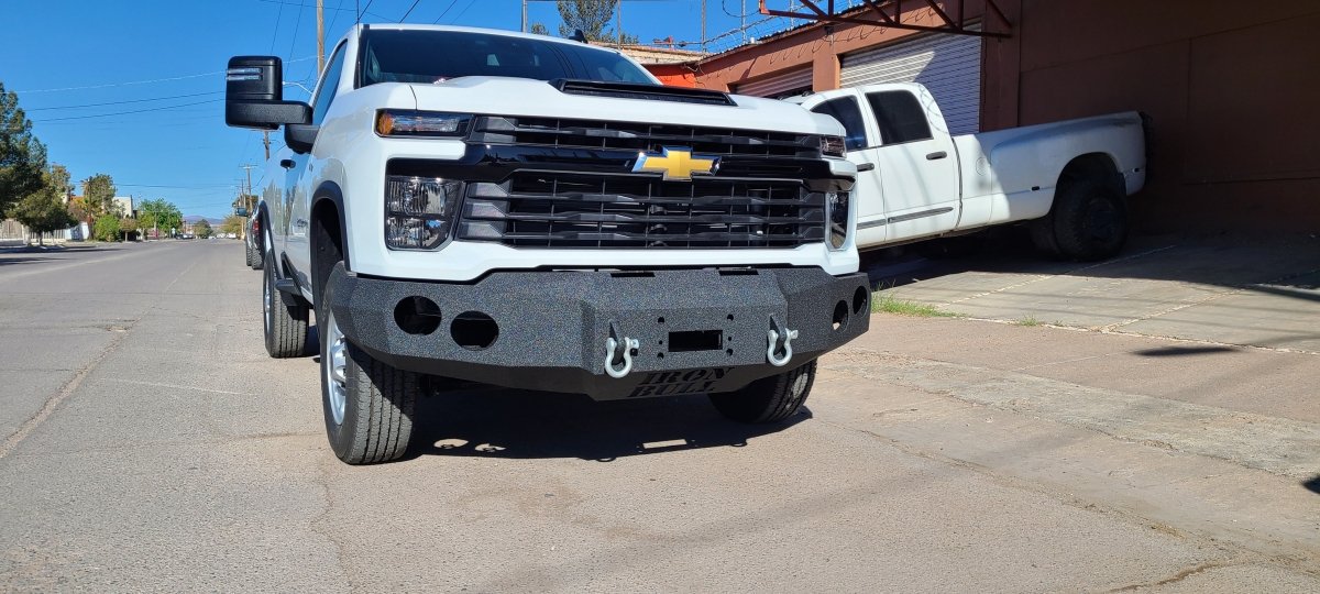 2024-2025 Chevrolet Silverado 2500/3500 Front Winch Bumper (Available for Order) | Parking Sensor Cutouts Available - Iron Bull BumpersFRONT IRON BUMPER