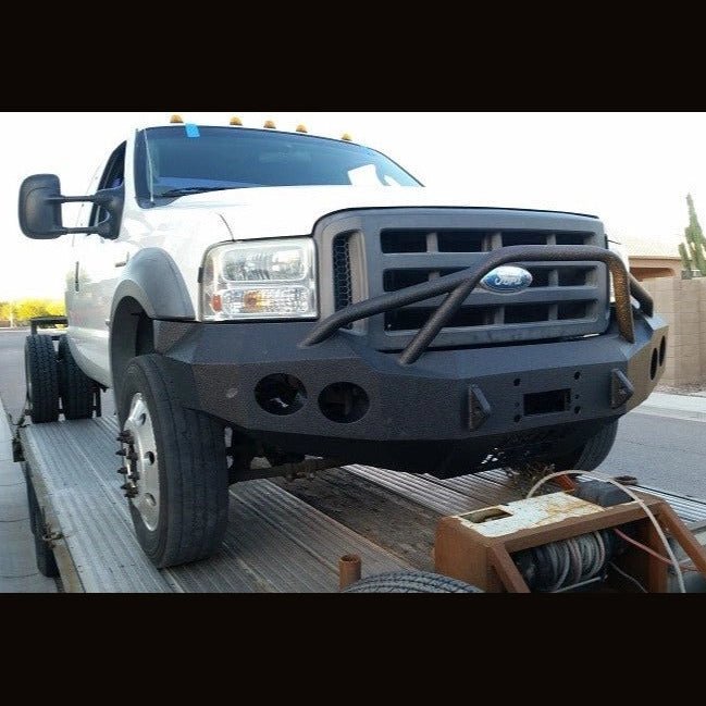 2005-2007 Ford F450/F550 Front Bumper With Fender Flare Adapters - Iron Bull BumpersFRONT IRON BUMPER