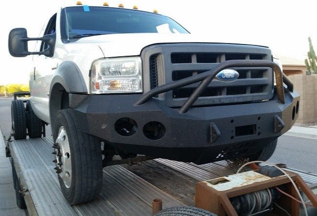 2005-2007 Ford F450/F550 Front Bumper With Fender Flare Adapters - Iron Bull BumpersFRONT IRON BUMPER
