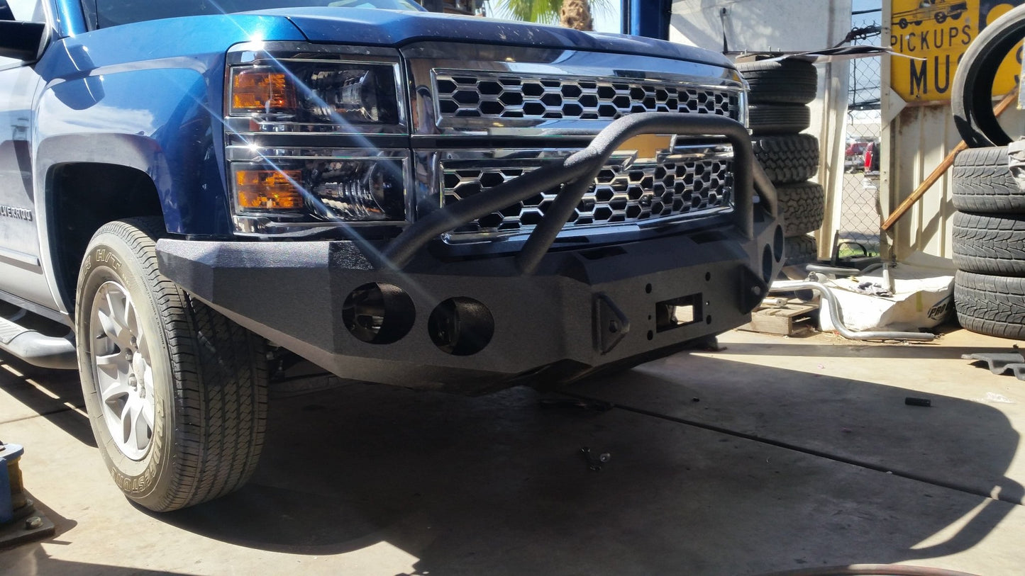 2014-2015 Chevrolet Silverado 1500 Front Bumper | Parking Sensor Cutouts Available - Iron Bull BumpersFRONT IRON BUMPER