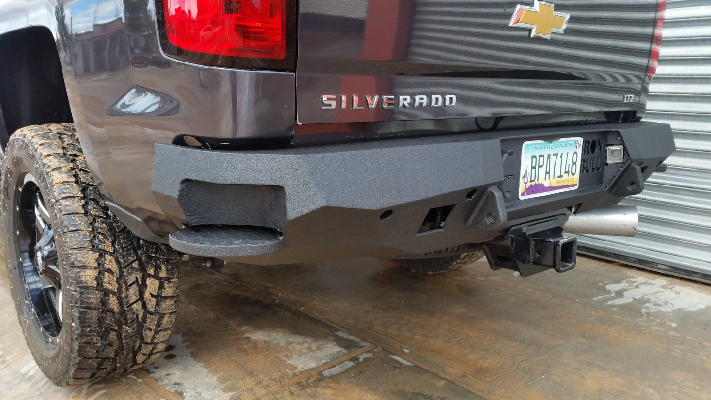 2015-2019 Chevrolet Silverado 2500/3500 Rear Bumper | Parking Sensor Cutouts Available - Iron Bull BumpersREAR IRON BUMPER