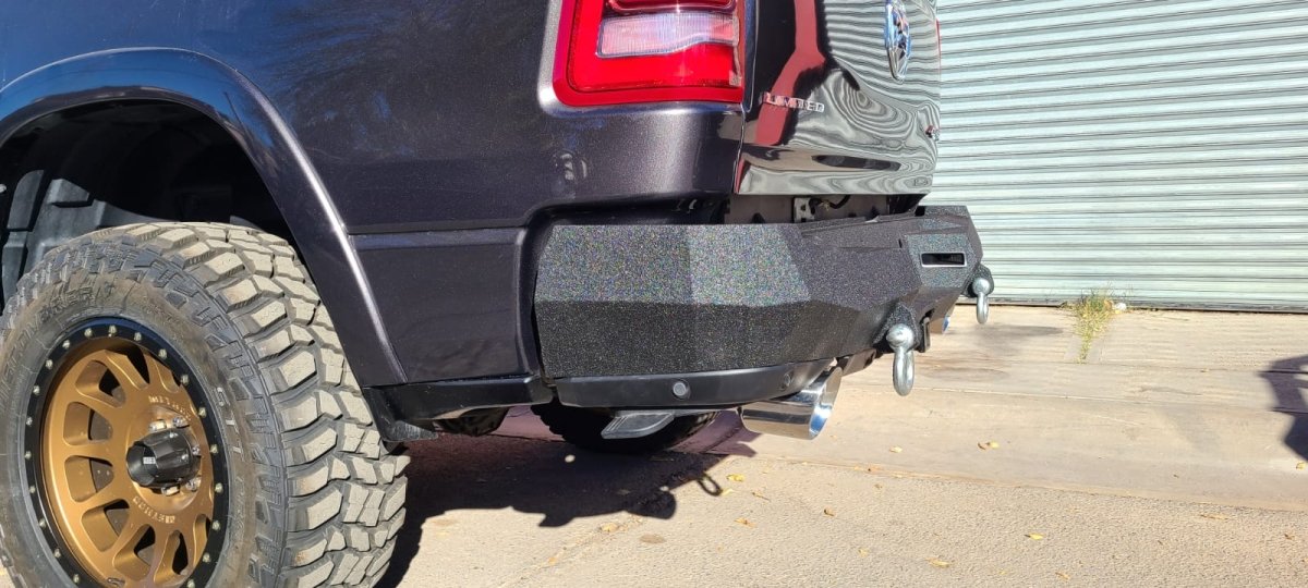 2019-2024 (New Body Style) RAM 1500 Factory Dual Exhaust Rear Bumper - Iron Bull BumpersREAR IRON BUMPER