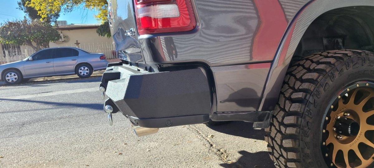 2019-2024 (New Body Style) RAM 1500 Factory Dual Exhaust Rear Bumper - Iron Bull BumpersREAR IRON BUMPER