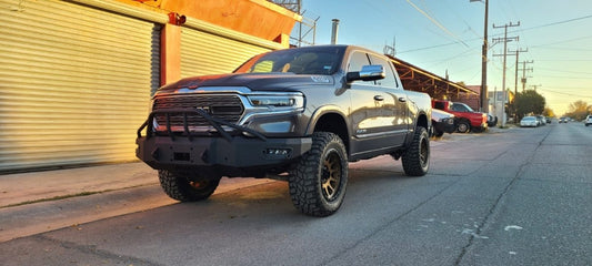 2019 - 2024 RAM 1500 W/ Factory Laramie/Limited Fog Lights Front Bumper (Eco-Diesel Compatible) | Parking Sensor Cutouts Available - Iron Bull BumpersFRONT IRON BUMPER