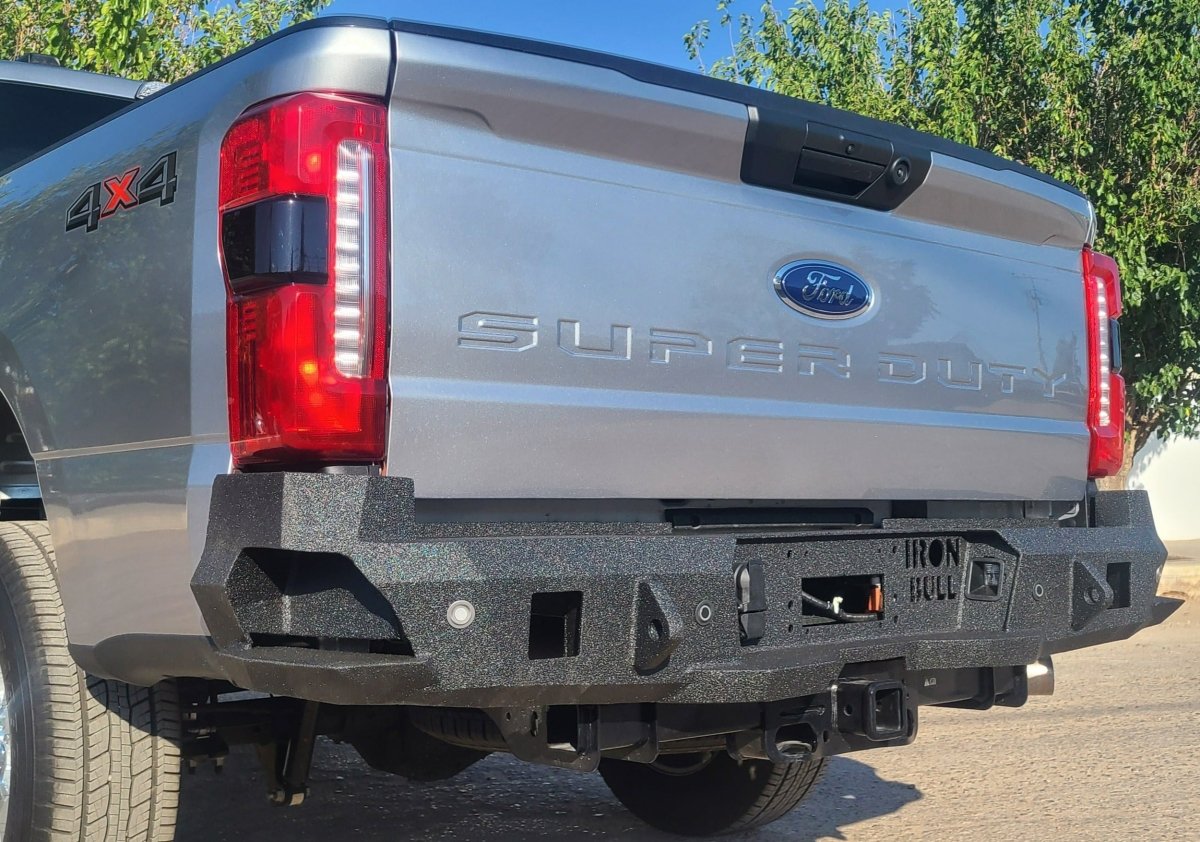 2023 - Present Ford F250/F350 Rear Bumper | Parking Sensor Cutouts Available - Iron Bull BumpersREAR IRON BUMPER