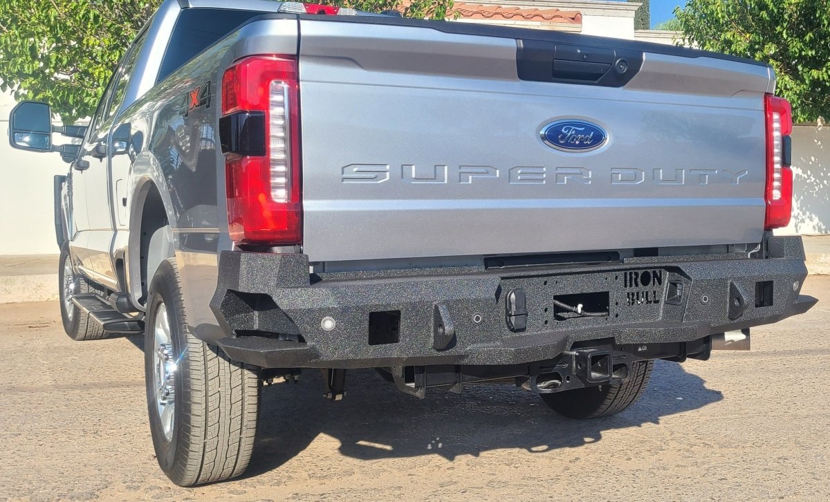 2023 - Present Ford F250/F350 Rear Bumper | Parking Sensor Cutouts Available - Iron Bull BumpersREAR IRON BUMPER