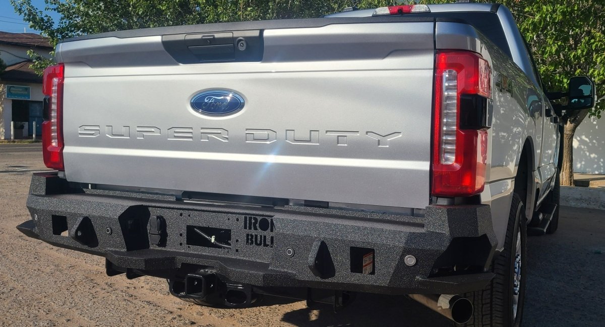 2023 - Present Ford F250/F350 Rear Bumper | Parking Sensor Cutouts Available - Iron Bull BumpersREAR IRON BUMPER