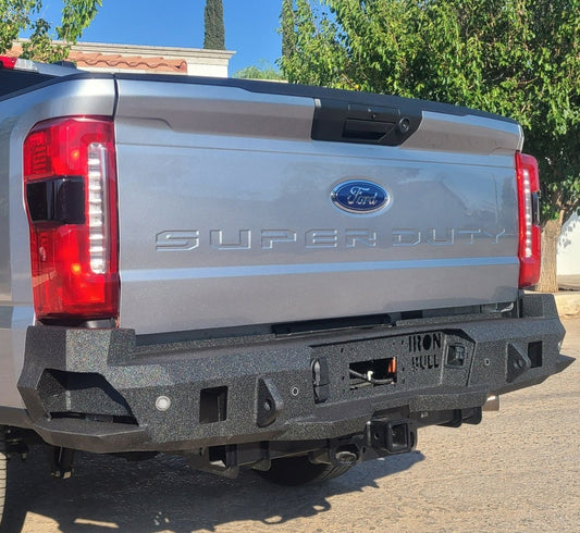 2023 - Present Ford F250/F350 Rear Bumper | Parking Sensor Cutouts Available - Iron Bull BumpersREAR IRON BUMPER