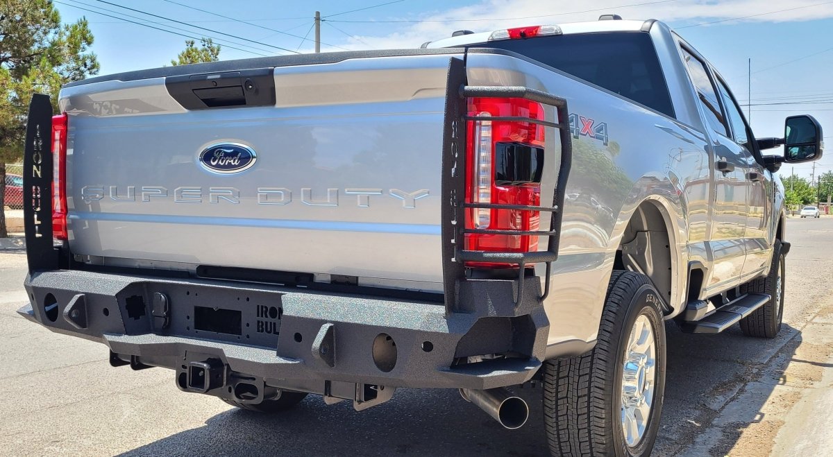 2023 - Present Ford F250/F350 Rear Bumper | Parking Sensor Cutouts Available - Iron Bull BumpersREAR IRON BUMPER