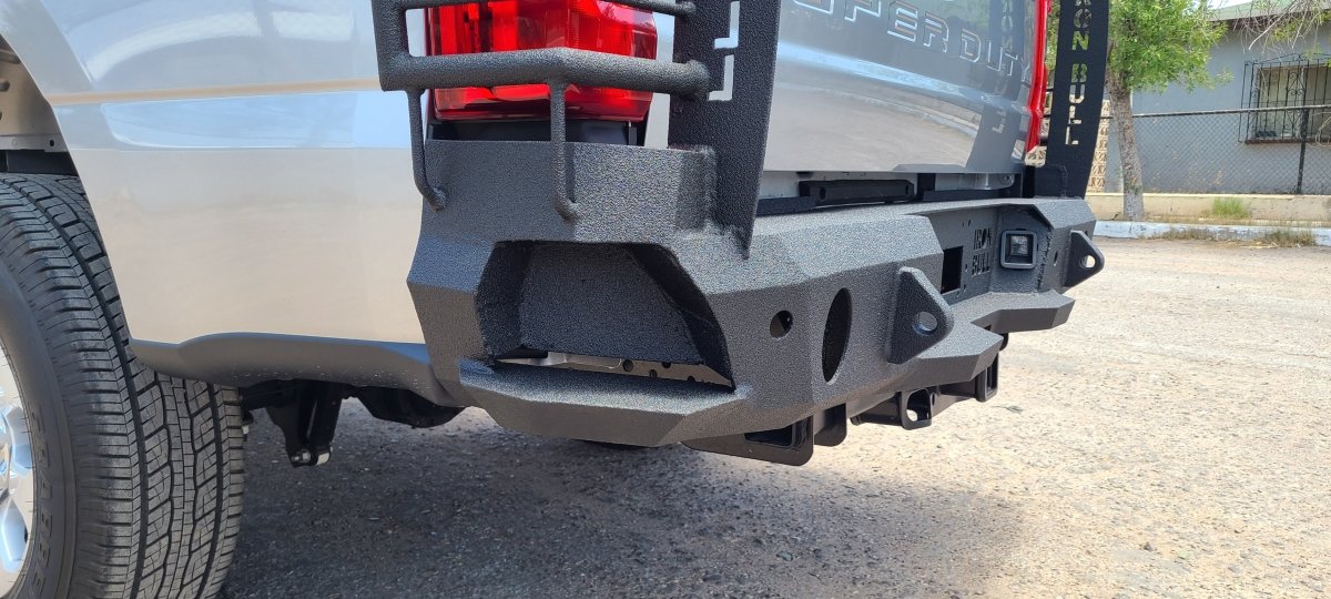 2023 - Present Ford F250/F350 Rear Bumper | Parking Sensor Cutouts Available - Iron Bull BumpersREAR IRON BUMPER