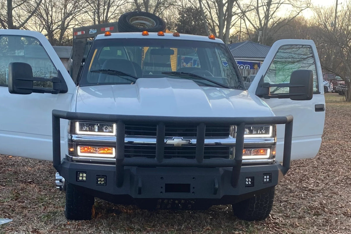 1988 - 2000 GMC Sierra 2500/3500 Front Bumper - Iron Bull BumpersFRONT IRON BUMPER