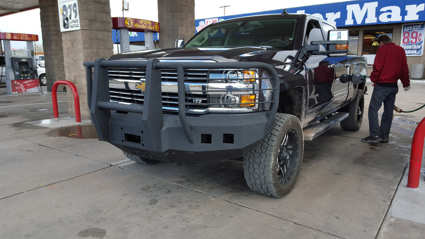 2015-2019 Chevrolet Silverado 2500/3500 Front Bumper | Parking Sensor Cutouts Available - Iron Bull BumpersFRONT IRON BUMPER