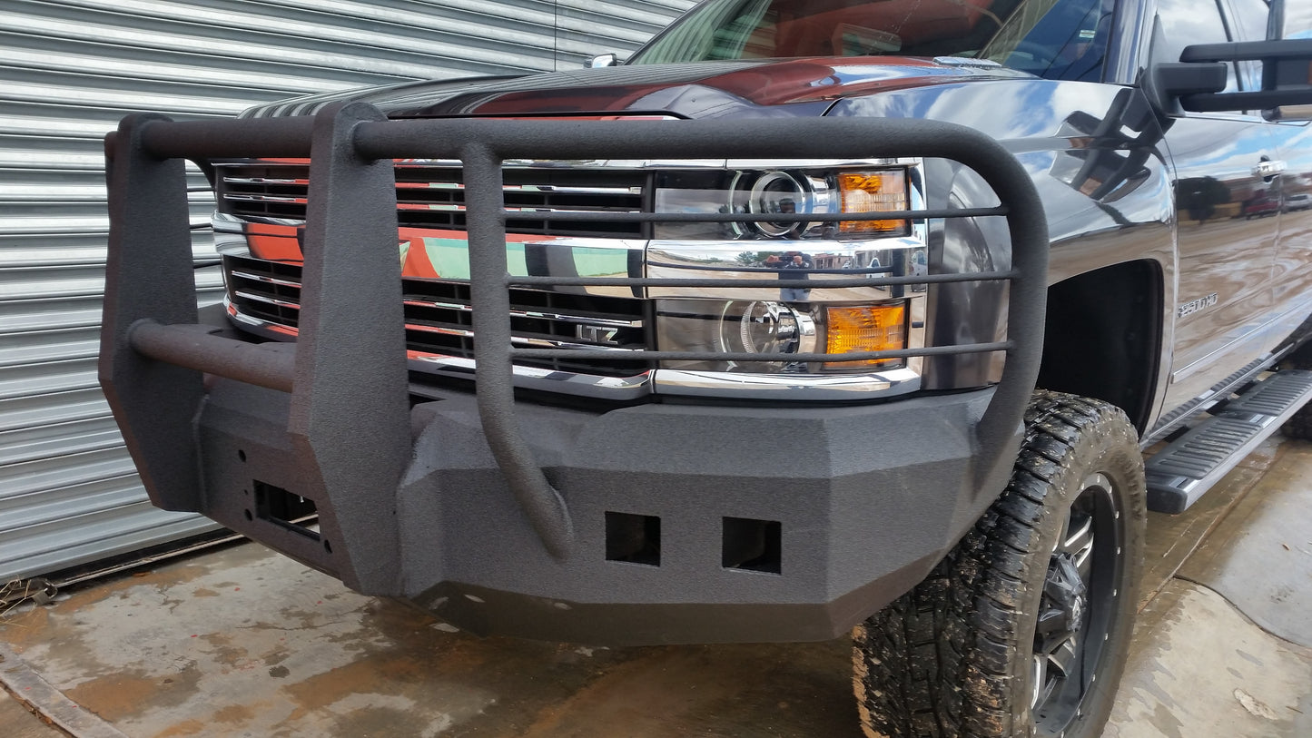 2015-2019 Chevrolet Silverado 2500/3500 Front Bumper | Parking Sensor Cutouts Available - Iron Bull BumpersFRONT IRON BUMPER