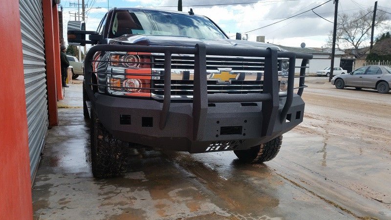 2015-2019 Chevrolet Silverado 2500/3500 Front Bumper | Parking Sensor Cutouts Available - Iron Bull BumpersFRONT IRON BUMPER