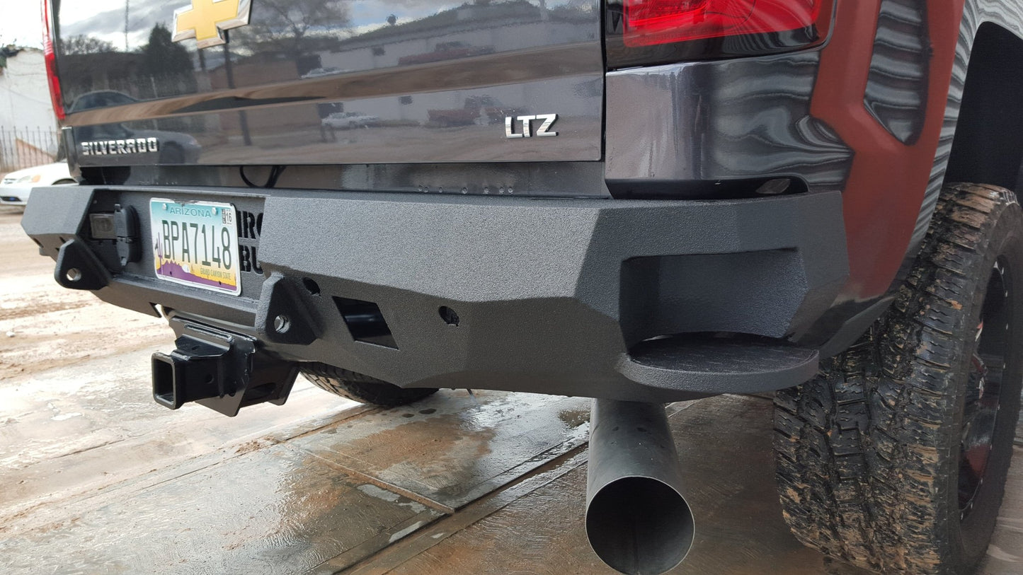 2015-2019 Chevrolet Silverado 2500/3500 Rear Bumper | Parking Sensor Cutouts Available - Iron Bull BumpersREAR IRON BUMPER