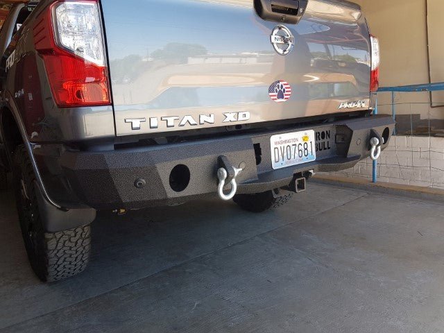 2016-2023 Nissan Titan XD Rear Bumper | Parking Sensor Cutouts Available - Iron Bull BumpersREAR IRON BUMPER