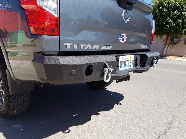 2016-2023 Nissan Titan XD Rear Bumper | Parking Sensor Cutouts Available - Iron Bull BumpersREAR IRON BUMPER