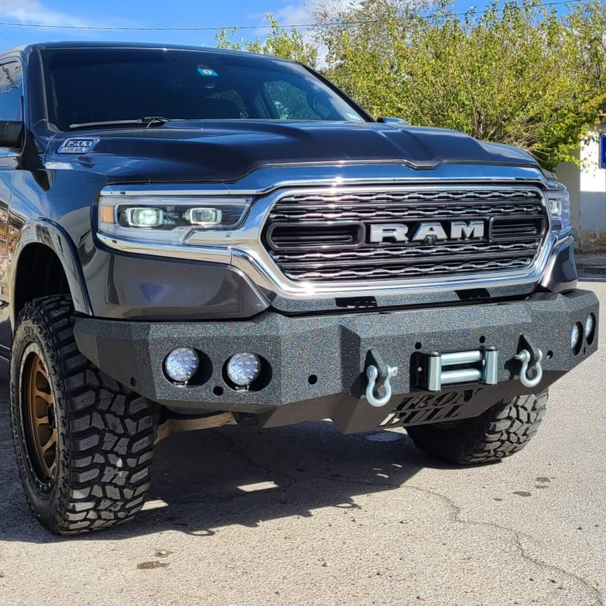 DNA MOTORING Front Bumper Face Bar For 2014-2023 Ram 1500 - No Sensor/Fog Holes, Matte Black Steel
