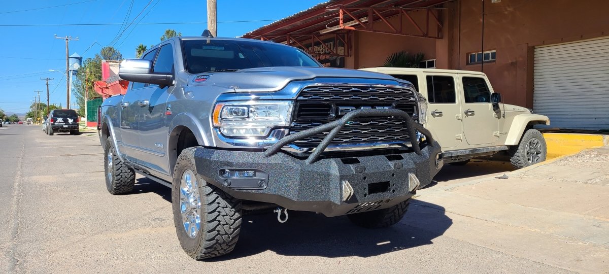 2019-2022 RAM 2500/3500 LARAMIE/LIMITED Front Bumper With Factory Fog Lights - Iron Bull BumpersFRONT IRON BUMPER