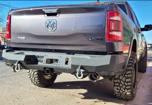 2019-2024 (New Body Style) RAM 1500 Factory Dual Exhaust Rear Bumper - Iron Bull BumpersREAR IRON BUMPER