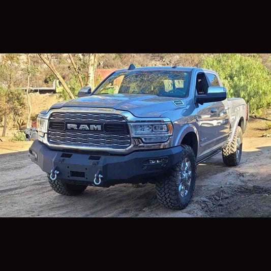 2019 - 2025 RAM 4500/5500 LARAMIE/LIMITED Front Bumper With Factory Fog Lights And Fender Flare Adapters - Iron Bull BumpersFRONT IRON BUMPER