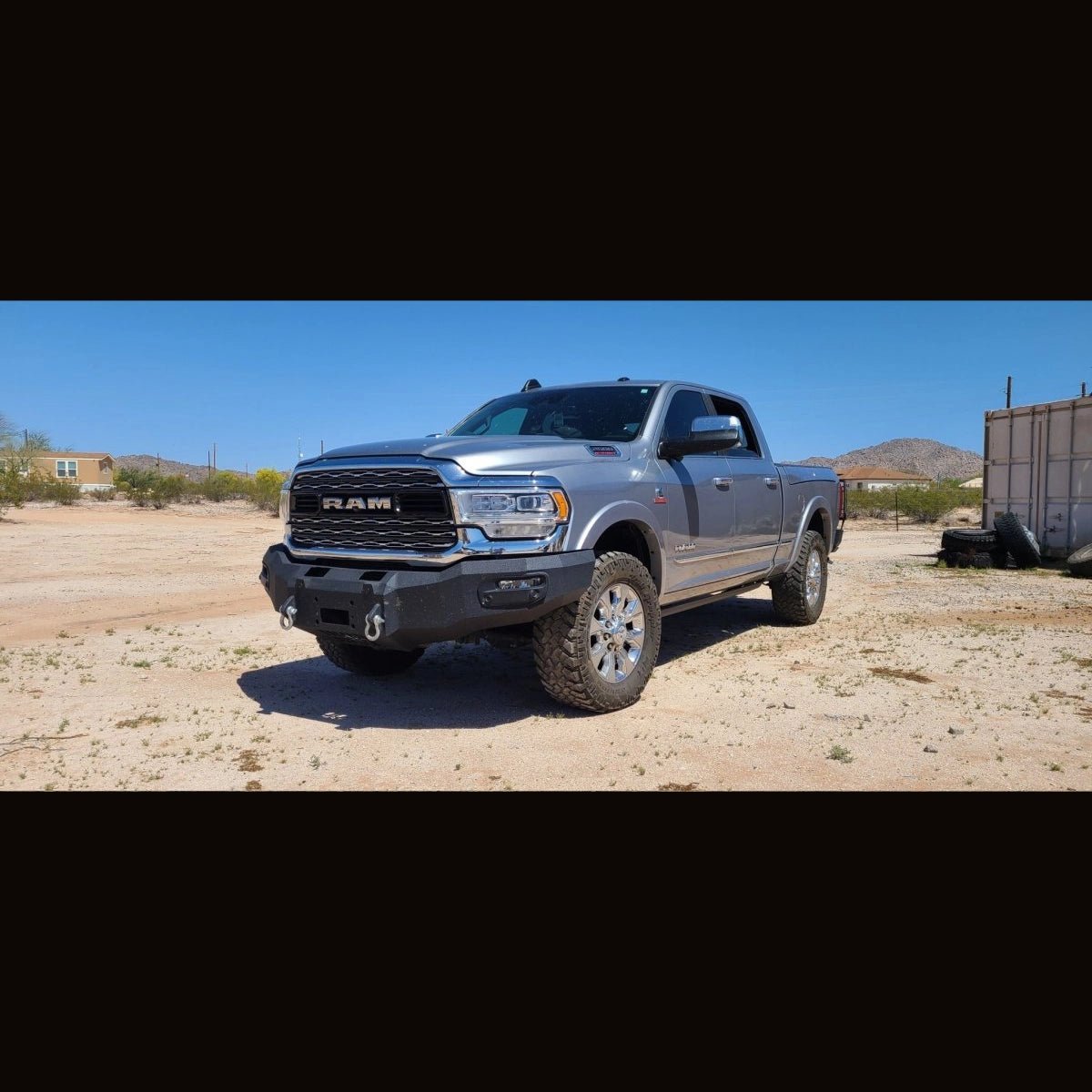 2019 - 2025 RAM 4500/5500 LARAMIE/LIMITED Front Bumper With Factory Fog Lights And Fender Flare Adapters - Iron Bull BumpersFRONT IRON BUMPER