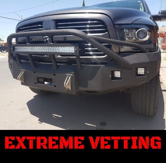 Specialty Grille Guard: Extreme Vetting (LED light bar included) - Iron Bull BumpersGRILLE GUARD